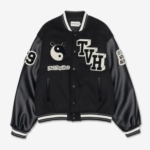 YIN YANG VARSITY JACKET BLACK