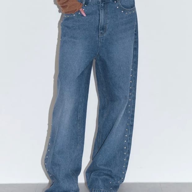 폴리수엠 studded washed jeans(blue)