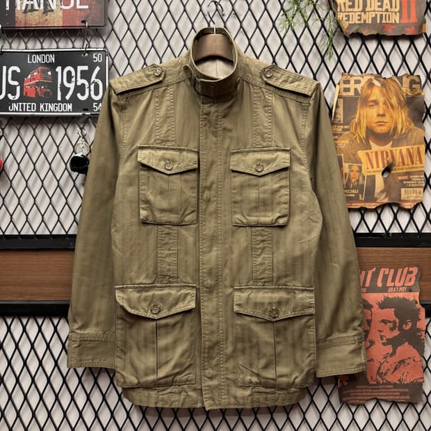 JPN VINTAGE M-65 필드자켓 전면 포켓 포인트 라이트카키