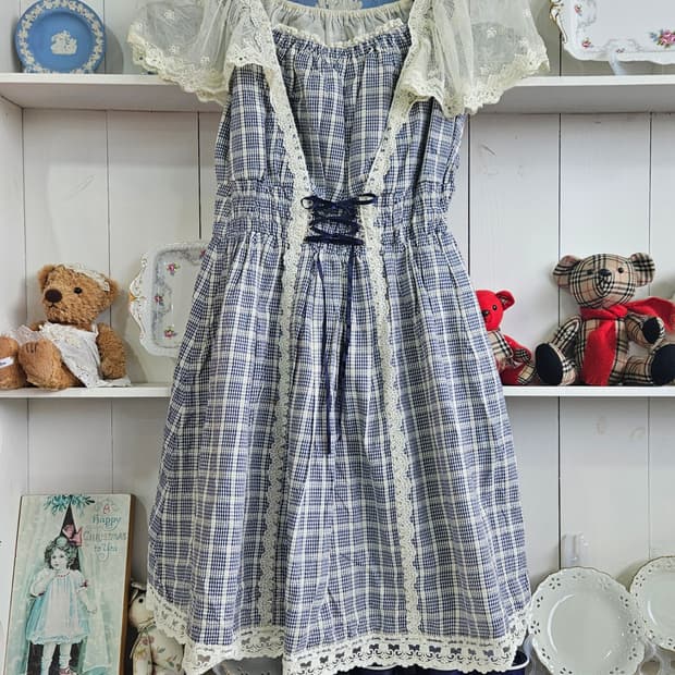 (Secret Honey) 체크 레이스 원피스