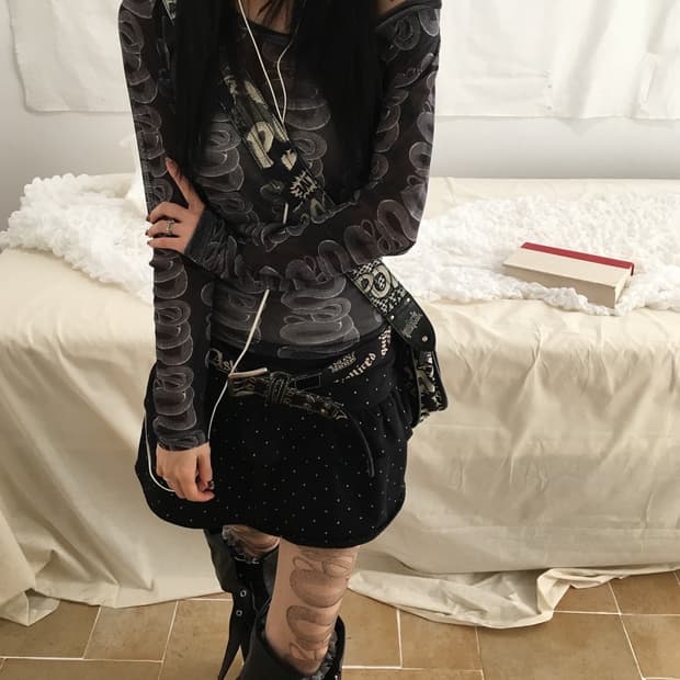 히스테릭글래머 스네이크 메쉬탑