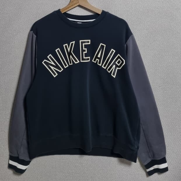 오버핏 M ) 나이키 AIR 빈티지 블랙+그레이 기모 맨투맨