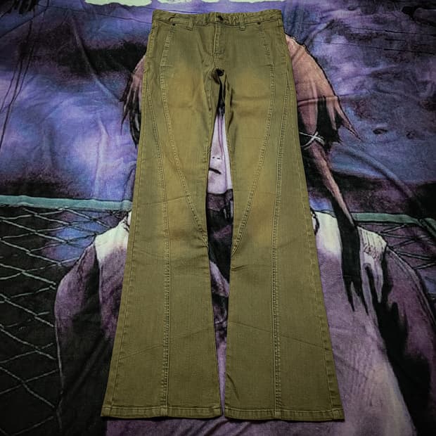 Y2K Earth Tone Flare Seam Denim Pants