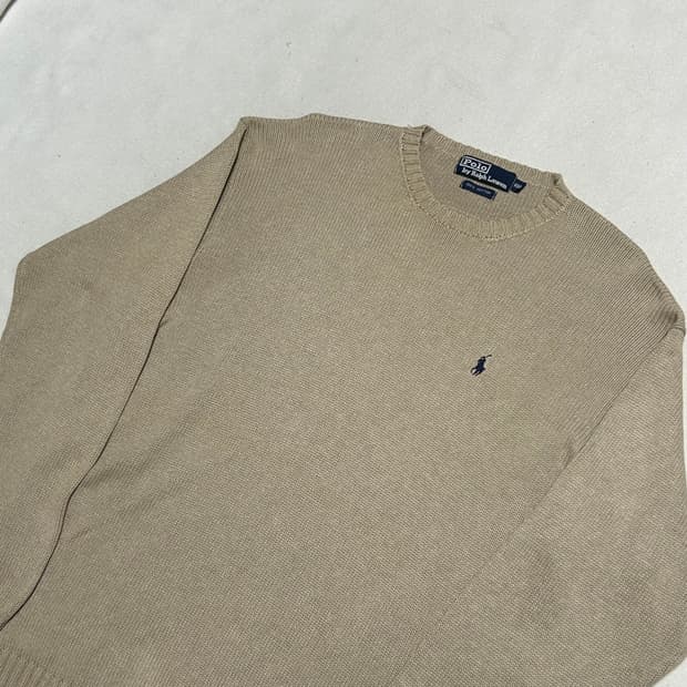 100 폴로랄프로렌 베이지 라운드넥 니트