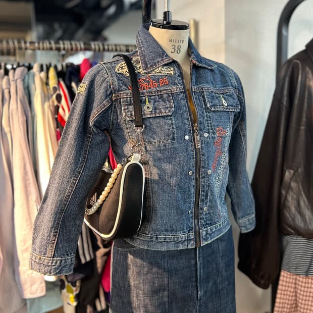 Vintage y2k Embroidery Denim Jacket