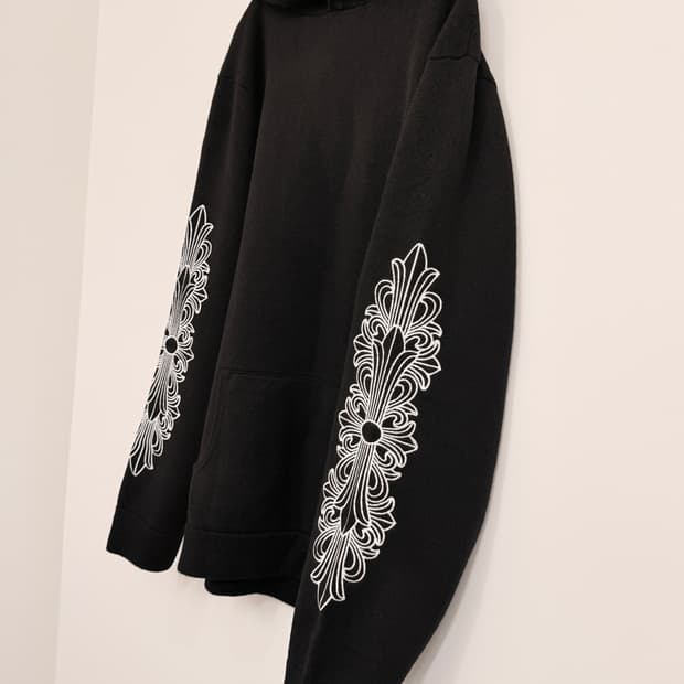 크롬하츠 캐시미어 플로랄 자수 후드 XL