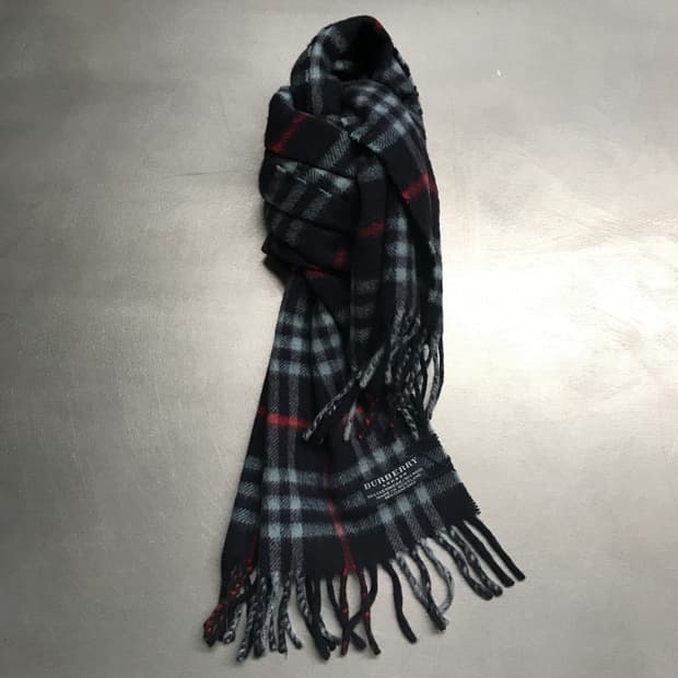 버버리 정품 캐시미어/울 머플러 네이비