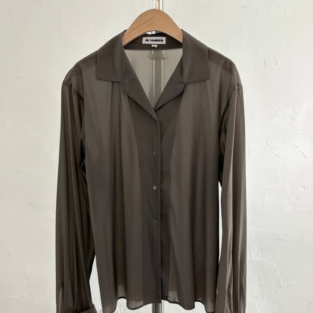 Jil Sander 질샌더 카키 실크 셔츠