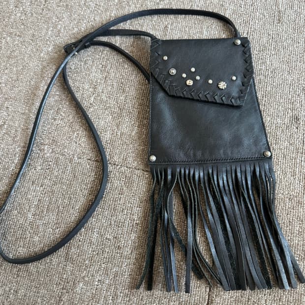 Open Yy LEATHER FRINGE MINI BAG
