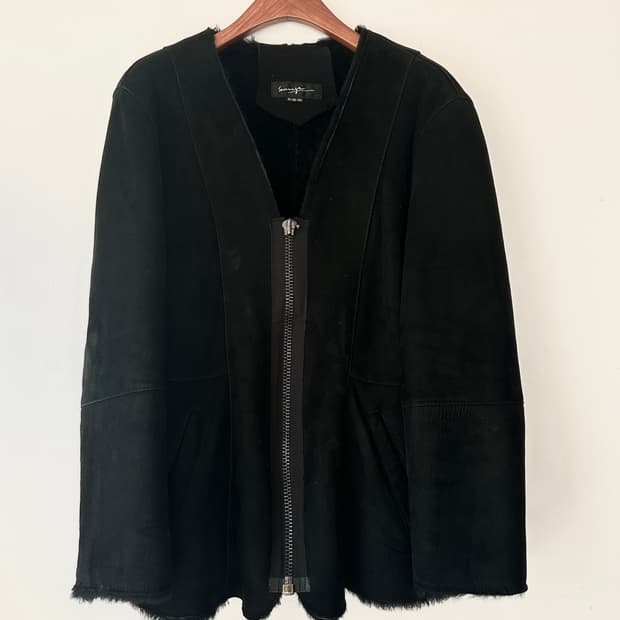 블랙 양가죽 무스탕 지퍼 자켓