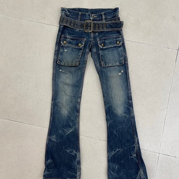 히스테릭글래머 데님 벨트 부츠컷 팬츠