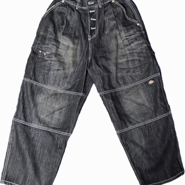 떠그클럽 X 디키즈 더블니 워시드 데님 팬츠 블랙 2