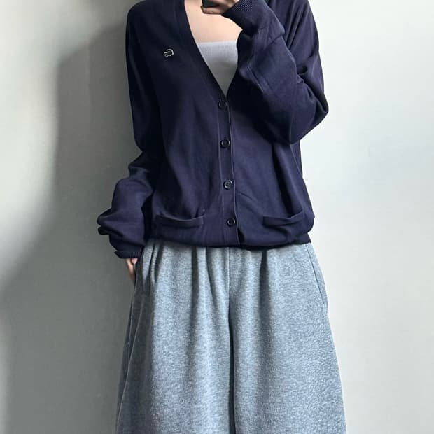 라코스테 자수로고 네이비 니트 가디건