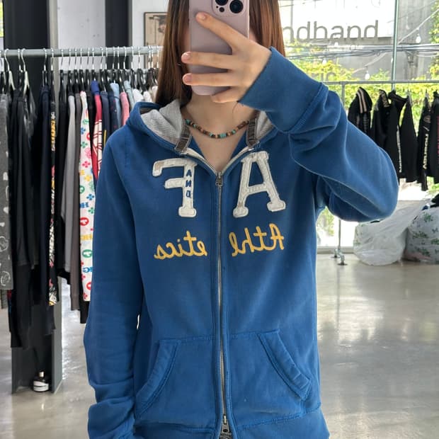 아베크롬비 데미지 투웨이 후드집업 블루