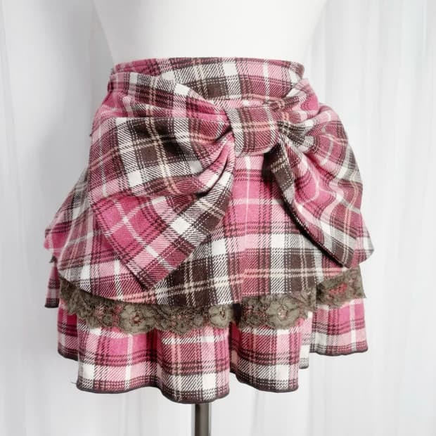 리즈리사 리본체크 프릴 미니스커트 💞LIZLISA