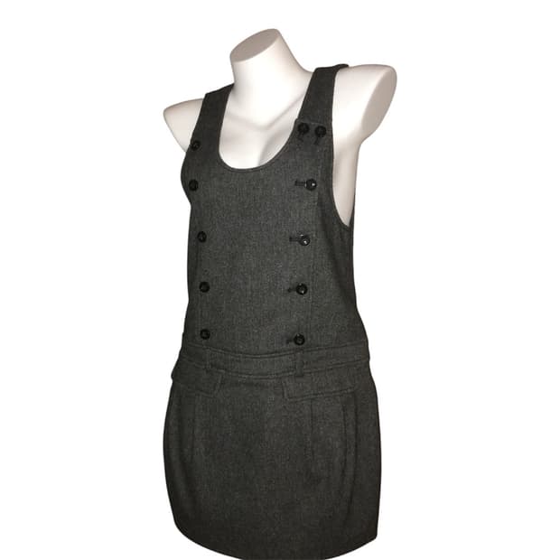 더블 버튼 울 점퍼 스커트 원피스