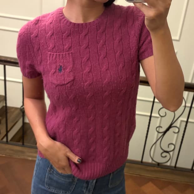 폴로 반팔 포켓 니트