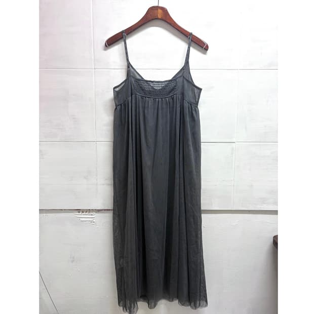 차콜 시스루 슬립 레이어드 원피스 
