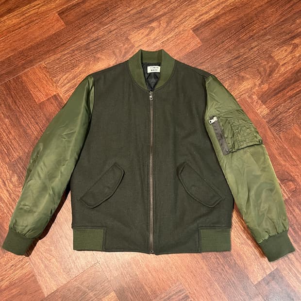 휴먼메이드 울 바디 MA-1 믹스 봄버 자켓