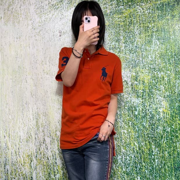 폴로 빅포니 치프키프 오렌지 반팔 카라 티셔츠 M