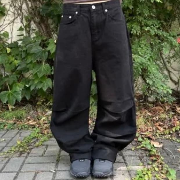 (Unisex) 와이드 파라슈트 코튼 팬츠