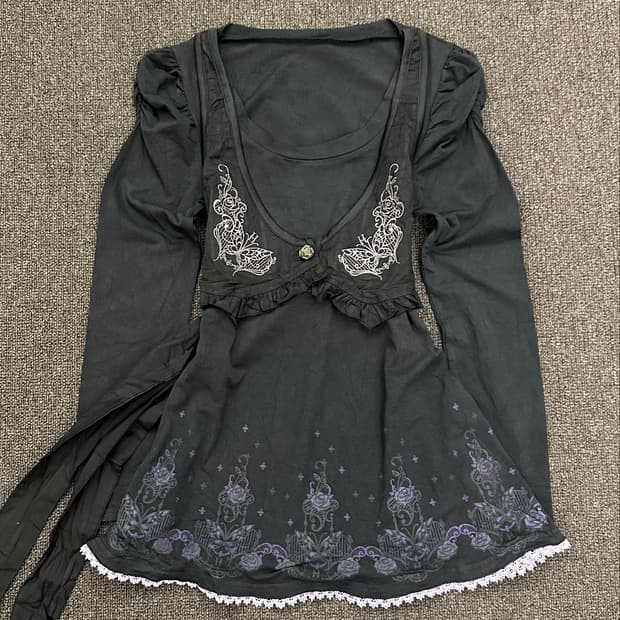 OS)Japanese vintage y2k 고딕 블랙 레이스 원피스