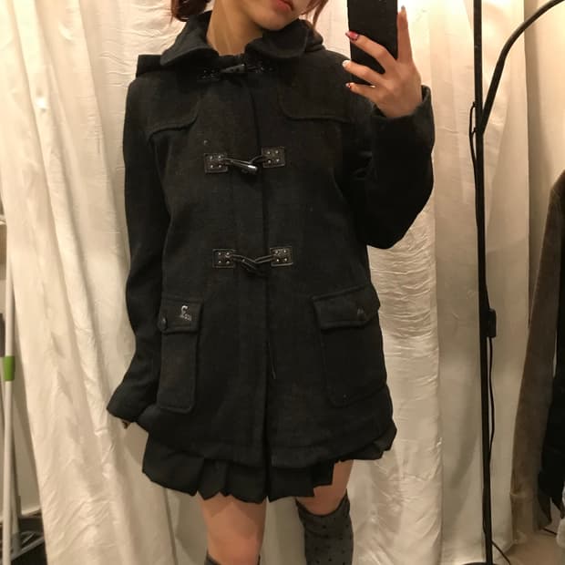 Vintage 빈티지 모리걸 라떼갸루 떡볶이 울 하프코트