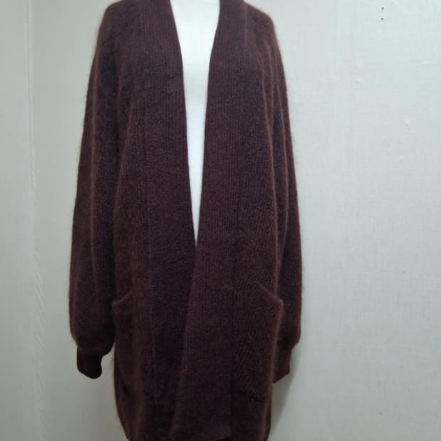 MAY VALENCIA 브라운자주색 모헤야 숄가디건 최고의컨디션