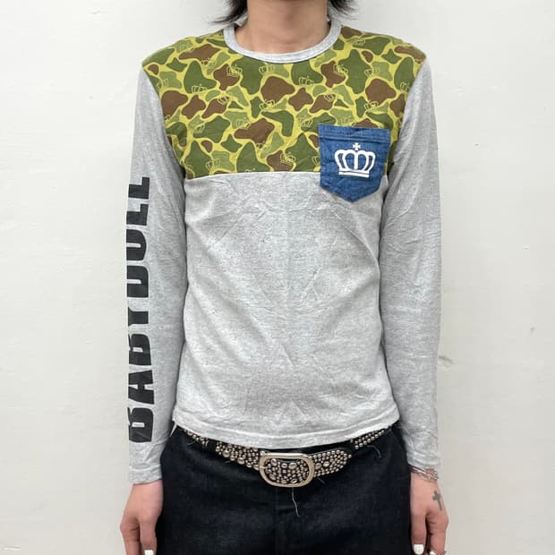 Baby doll camouflage denim pocket sleeve