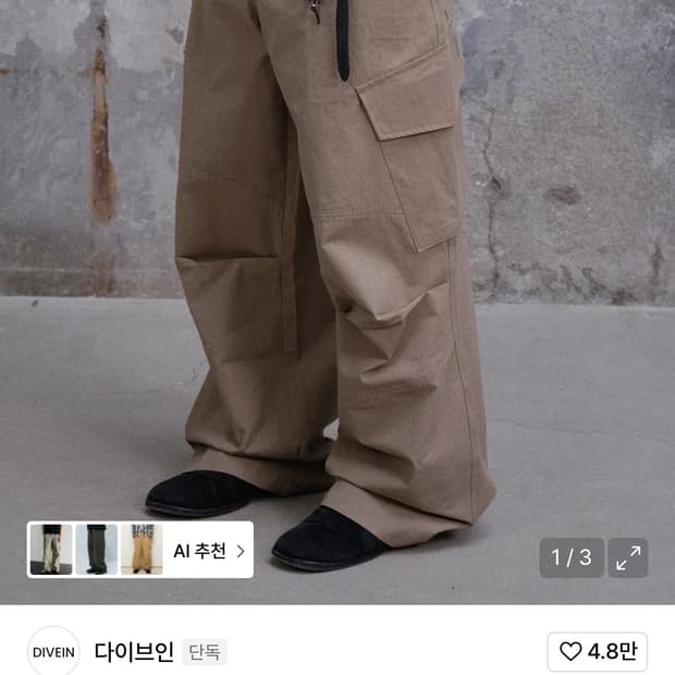 2) 다이브인 Vern 카고팬츠 판매합니다