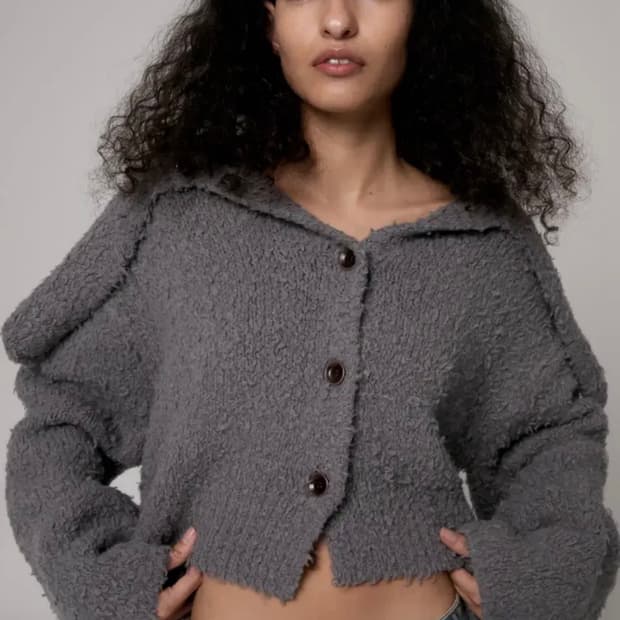 (새제품) 더포르타 WOOL BLENDED SAILOR 가디건 그레이