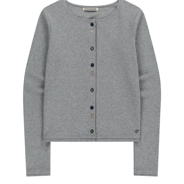 코이세이오 로우 엣지 가디건 멜란지 그레이
