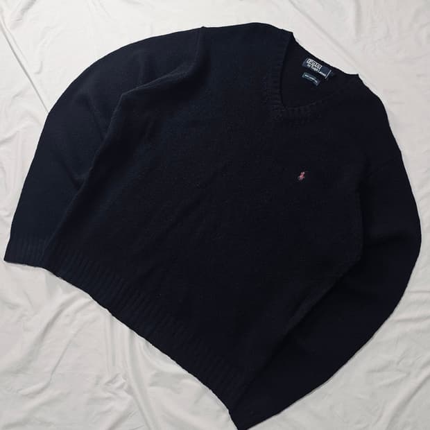 Polo 폴로 랄프로렌 블랙 브이넥 니트 