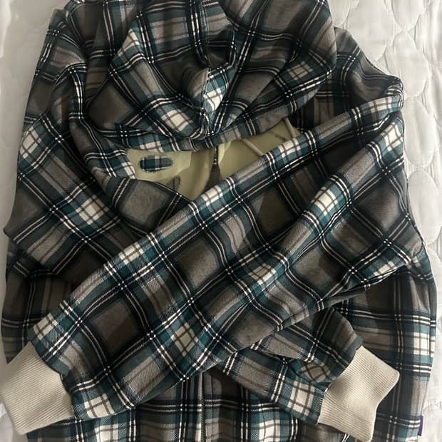 후드후드 에일리언 후드 집업 체크 그린