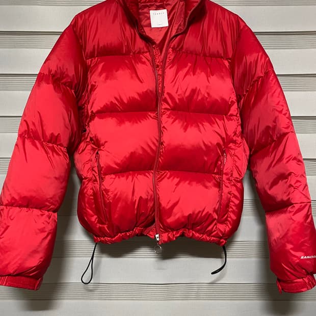 산드로 옴므 레드 숏패딩 xl
