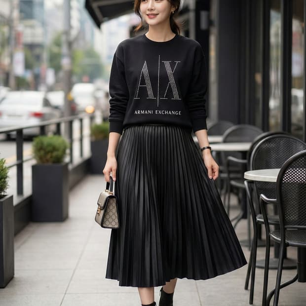 아르마니 익스체인지(A|X) 아이콘 스터드 로고 맨투맨