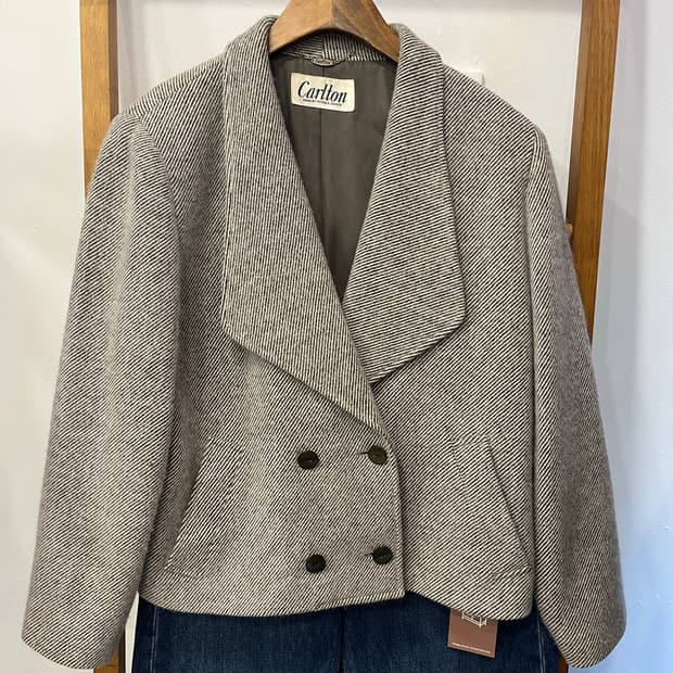 Carlton 헤링본 더블 버튼 자켓