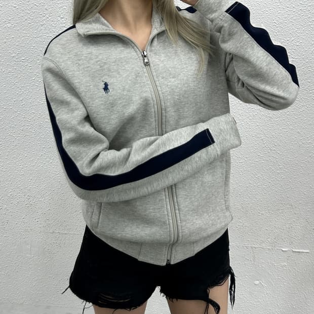 폴로 랄프로렌 네이비포니 네이비라인 그레이 집업 S