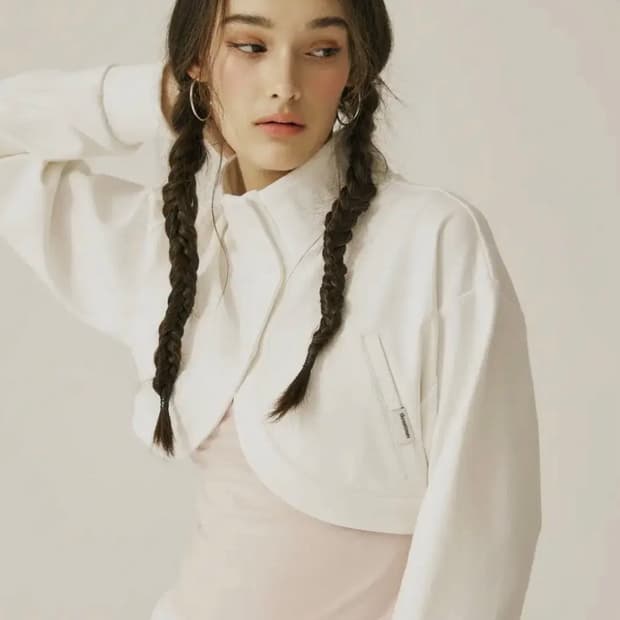 쓰리타임즈 솝 볼레로 가디건 화이트