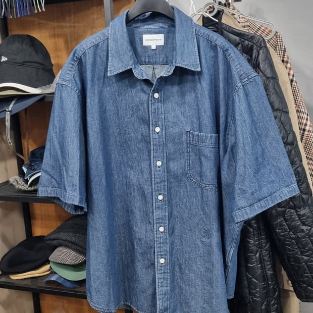에스피오나지)) 105~110size (표기 라지) 반팔 여름데님셔츠