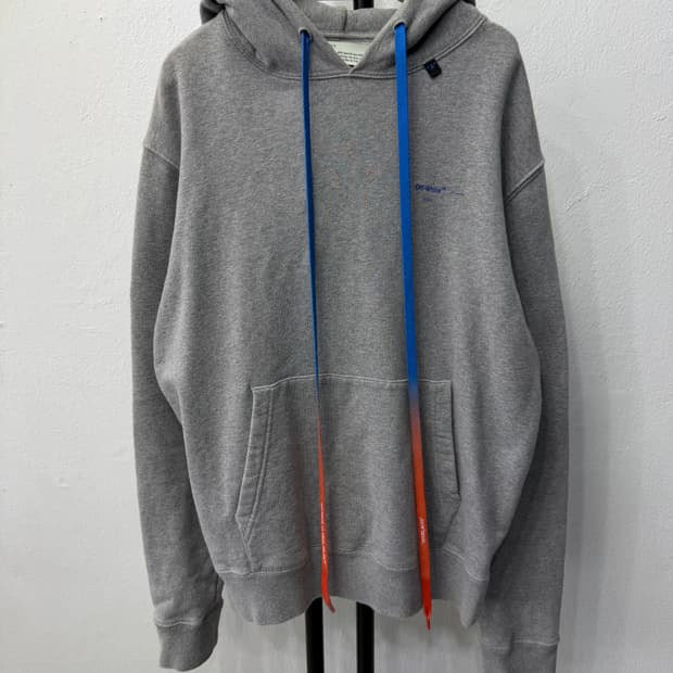 정품) 오프화이트 11주년 백 아크릴 후드티 M