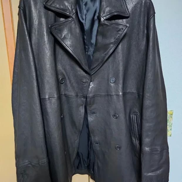 유스 워시드 레더 피코트 L size