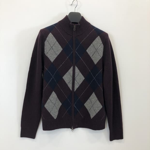 브룩스브라더스 모 100% 아가일 니트집업 S 