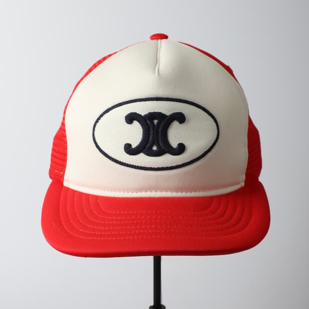 L / Celine 셀린느 레드 로고 트러커 햇