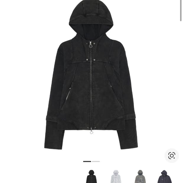 (M) 미스치프 롬버스 펀칭 후드 집업 워시드 블랙