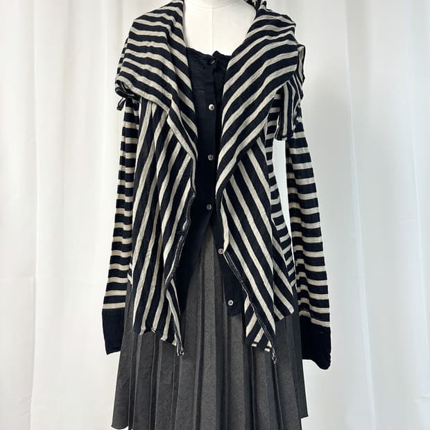 io stripe layered drapery cardigan