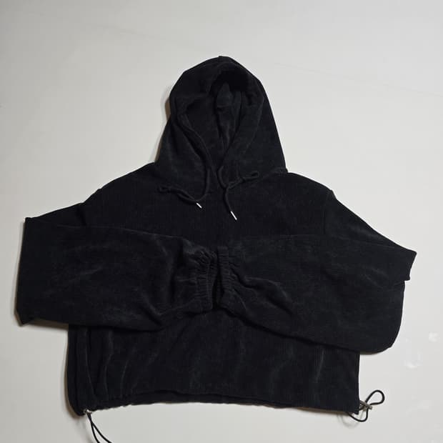 크롭 골지 후드 (어깨패드 / 허리조절 가능 / 프리)