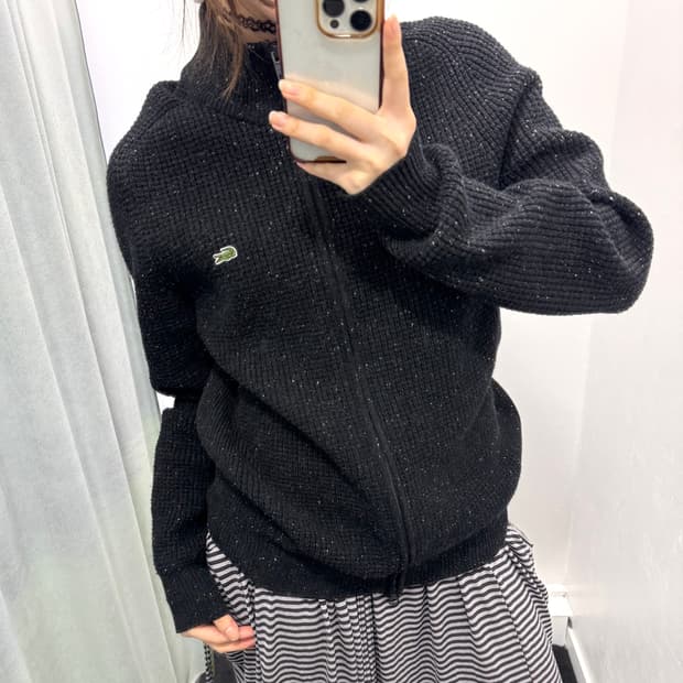 라코스테 블랙 투웨이 니트집업