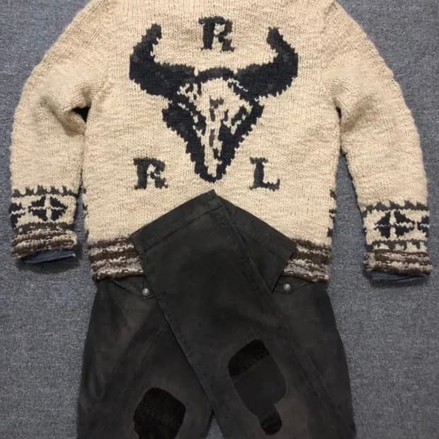 Rrl 더블알엘 버팔로 숄카라 집업가디건 L