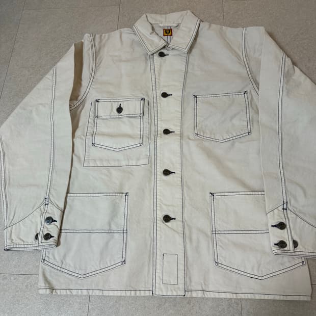 휴먼메이드 가먼트다이드 커버올 자켓 화이트